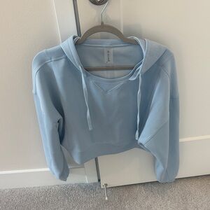 Cropped Light Blue Hoodie Sweatshirt - Women